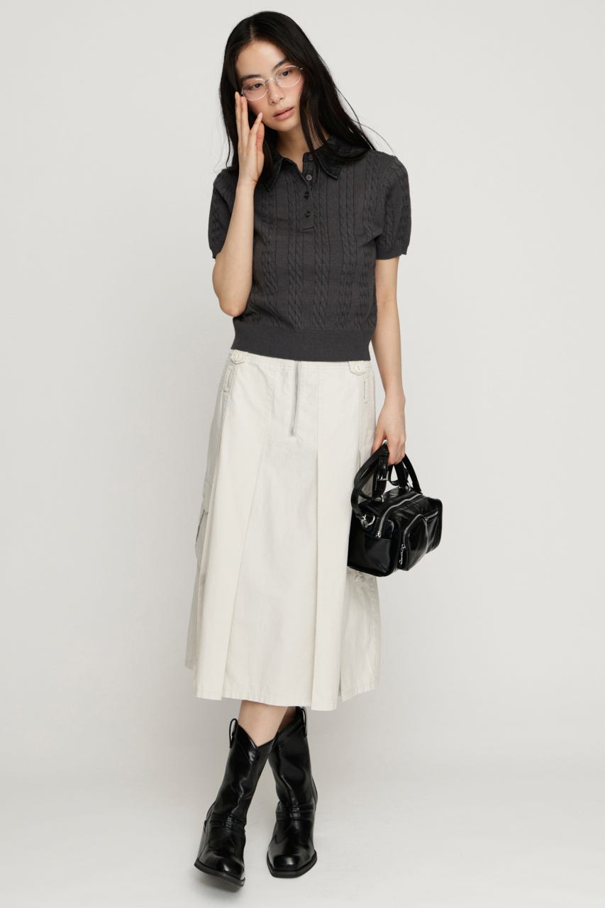 COLLAR DOCKING KNIT トップス GRY FREE