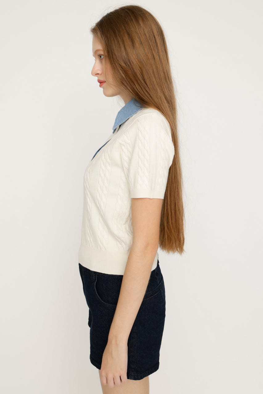 COLLAR DOCKING KNIT トップス IVOY FREE