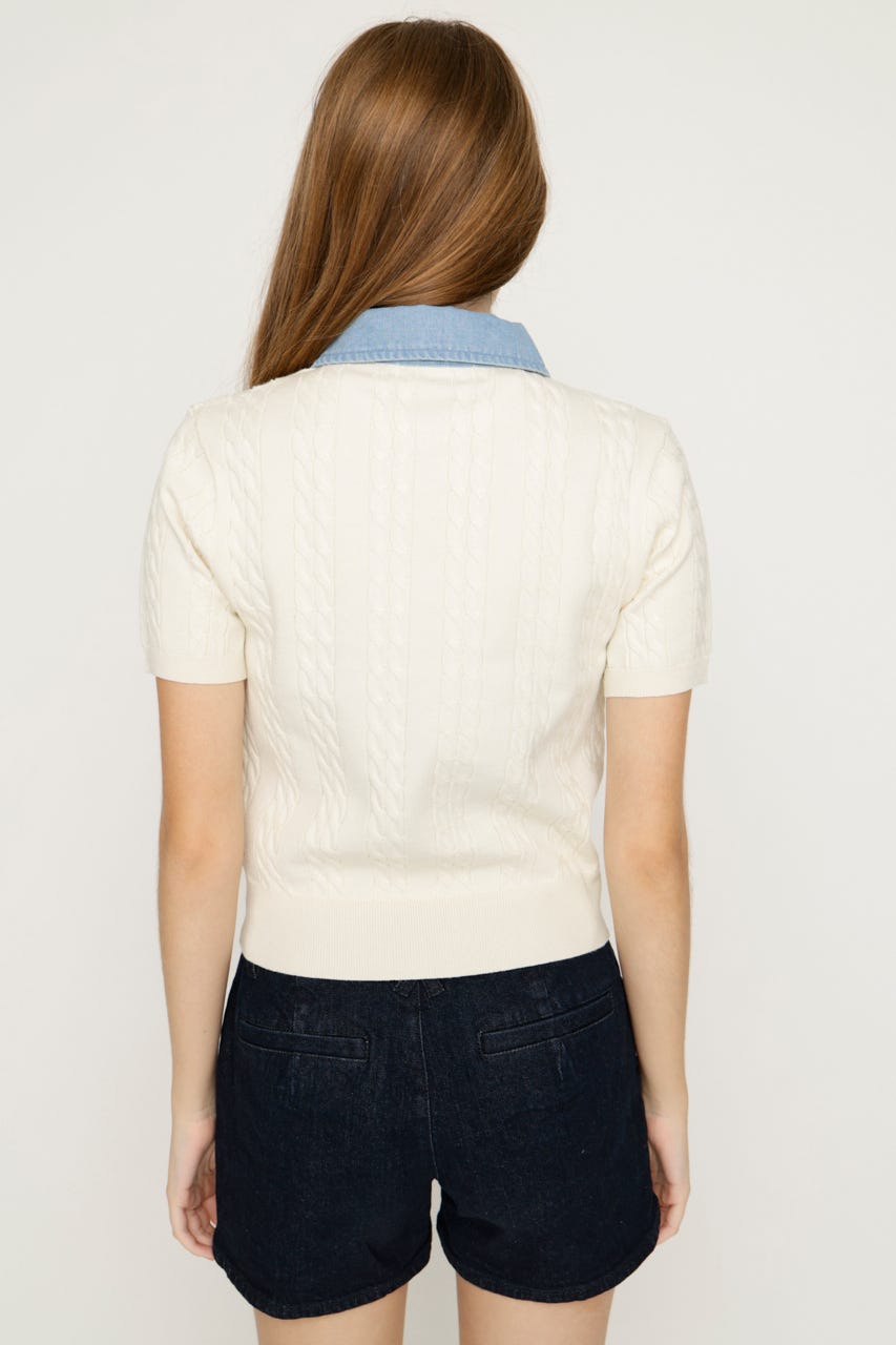 COLLAR DOCKING KNIT トップス IVOY FREE