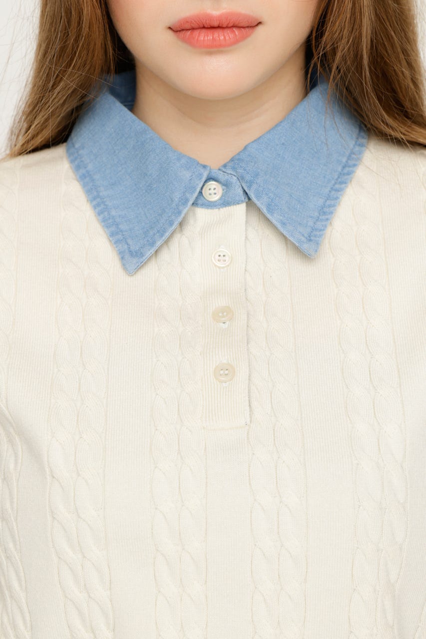 COLLAR DOCKING KNIT トップス IVOY FREE