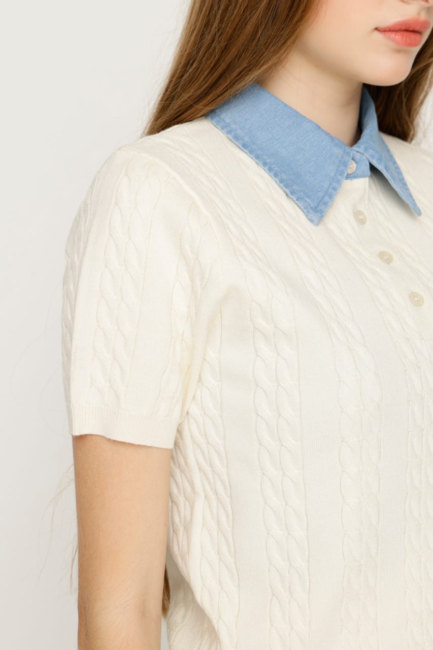 COLLAR DOCKING KNIT トップス IVOY FREE