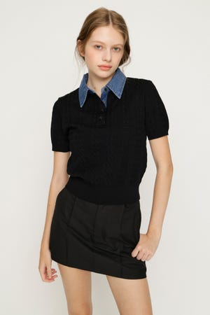 COLLAR DOCKING KNIT トップス