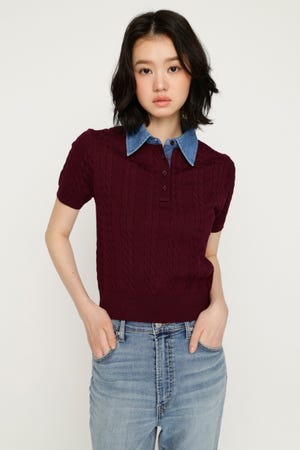 COLLAR DOCKING KNIT トップス