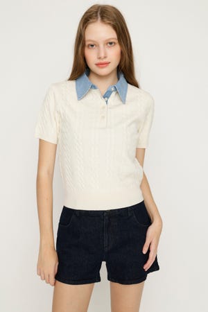 COLLAR DOCKING KNIT トップス