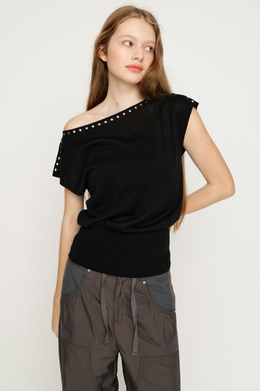 STUDS DOLMAN HG トップス BLK FREE
