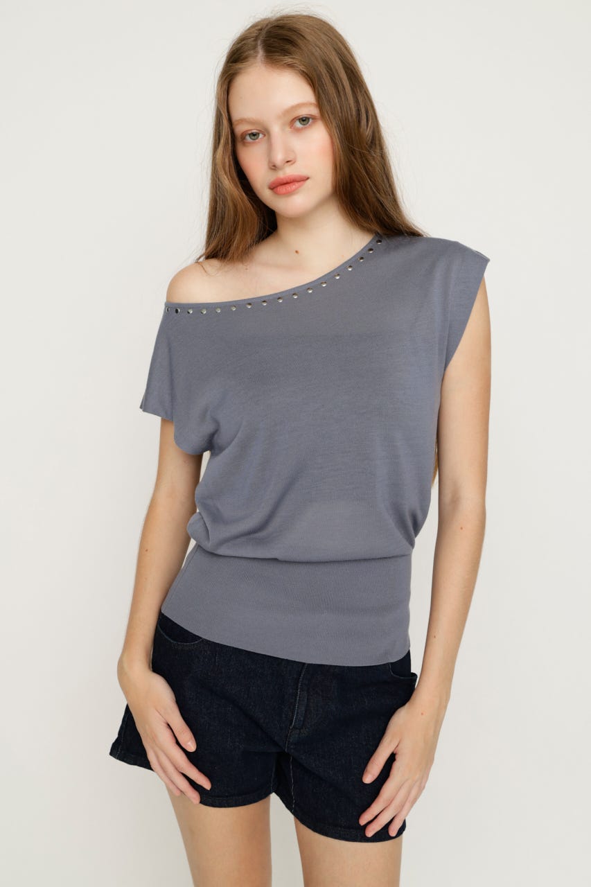 STUDS DOLMAN HG トップス BLU FREE