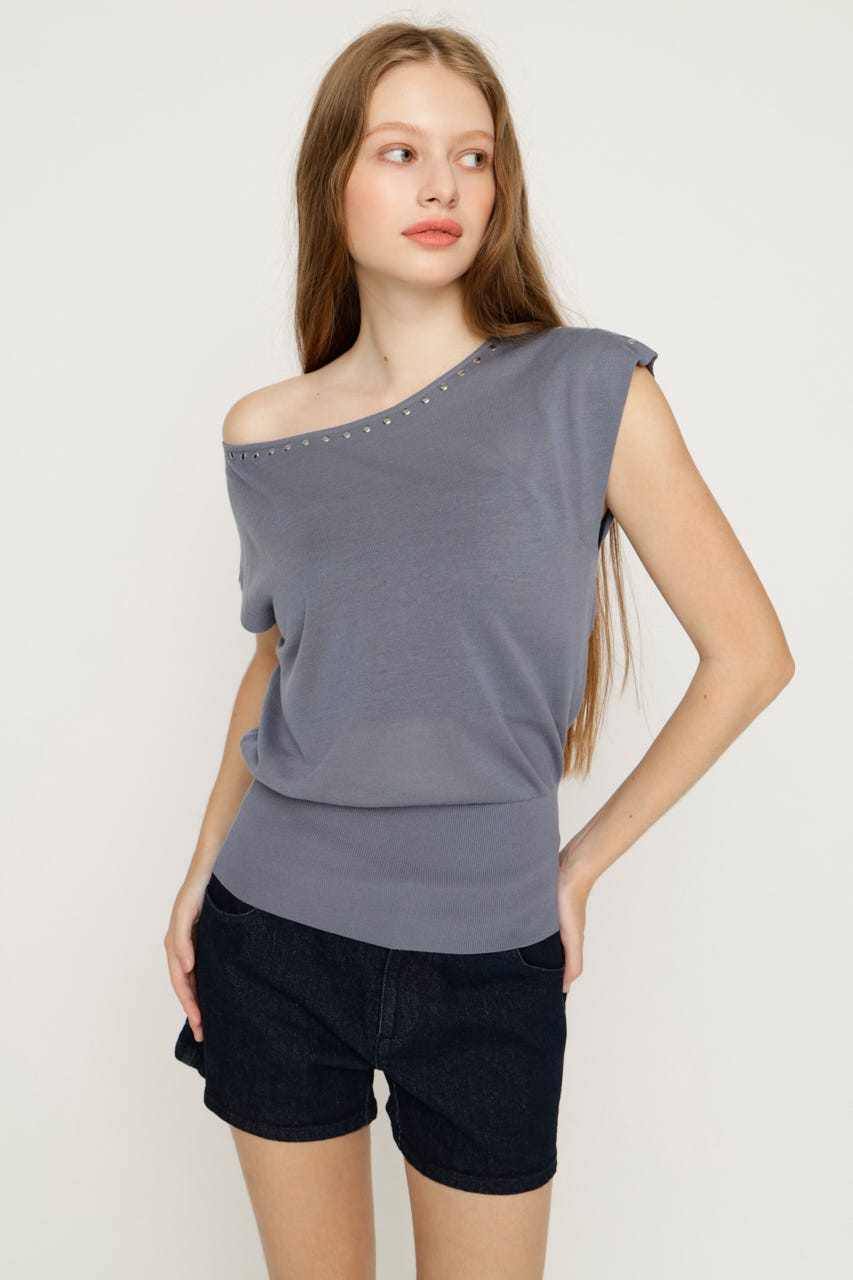 STUDS DOLMAN HG トップス BLU FREE