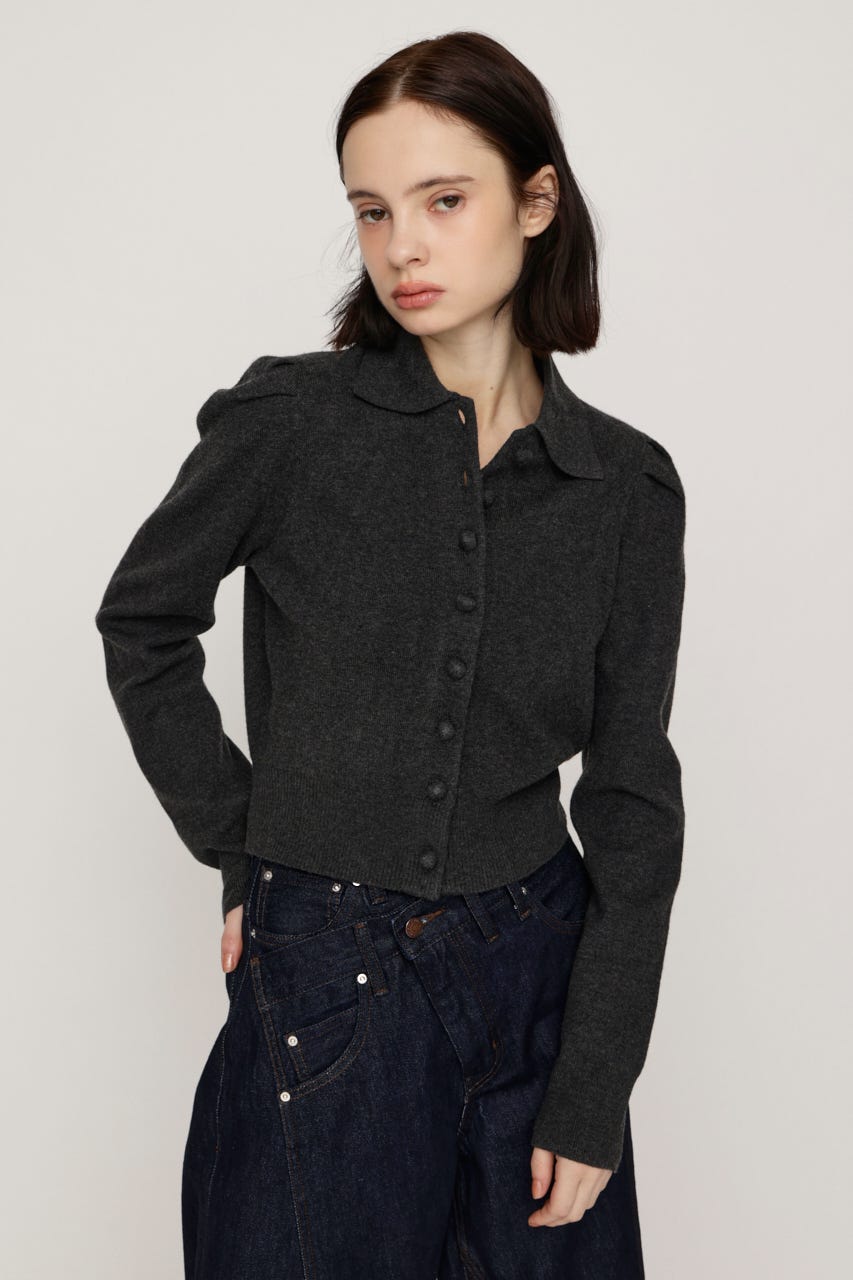 CLASSIC COVERED BUTTON ニット C.GRY FREE