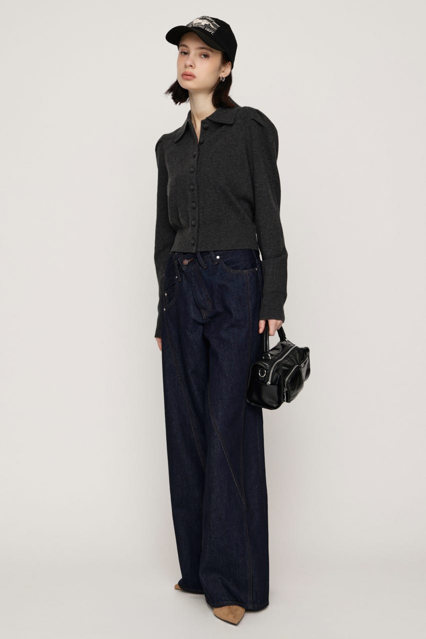 CLASSIC COVERED BUTTON ニット C.GRY FREE