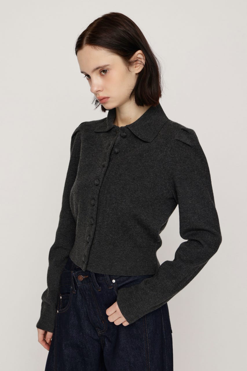 CLASSIC COVERED BUTTON ニット C.GRY FREE