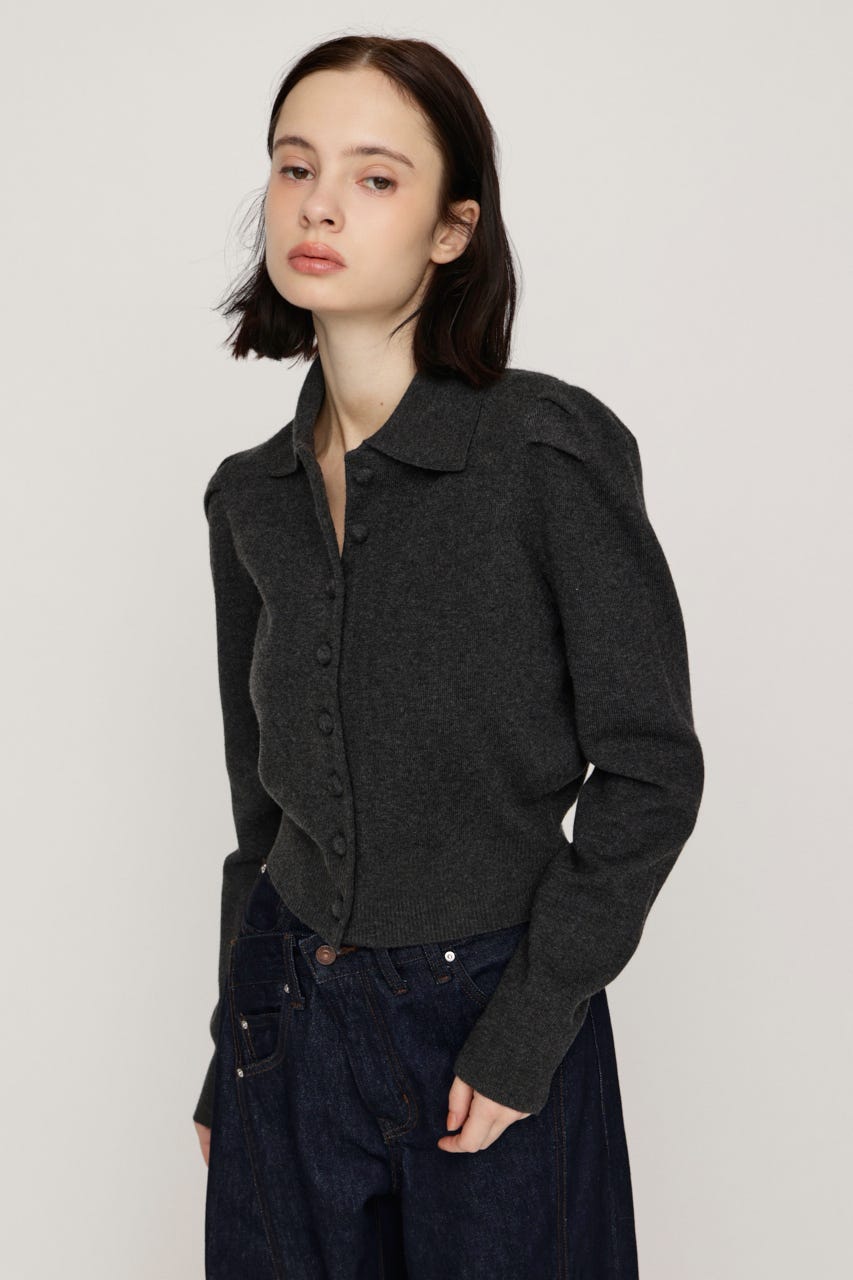 CLASSIC COVERED BUTTON ニット C.GRY FREE