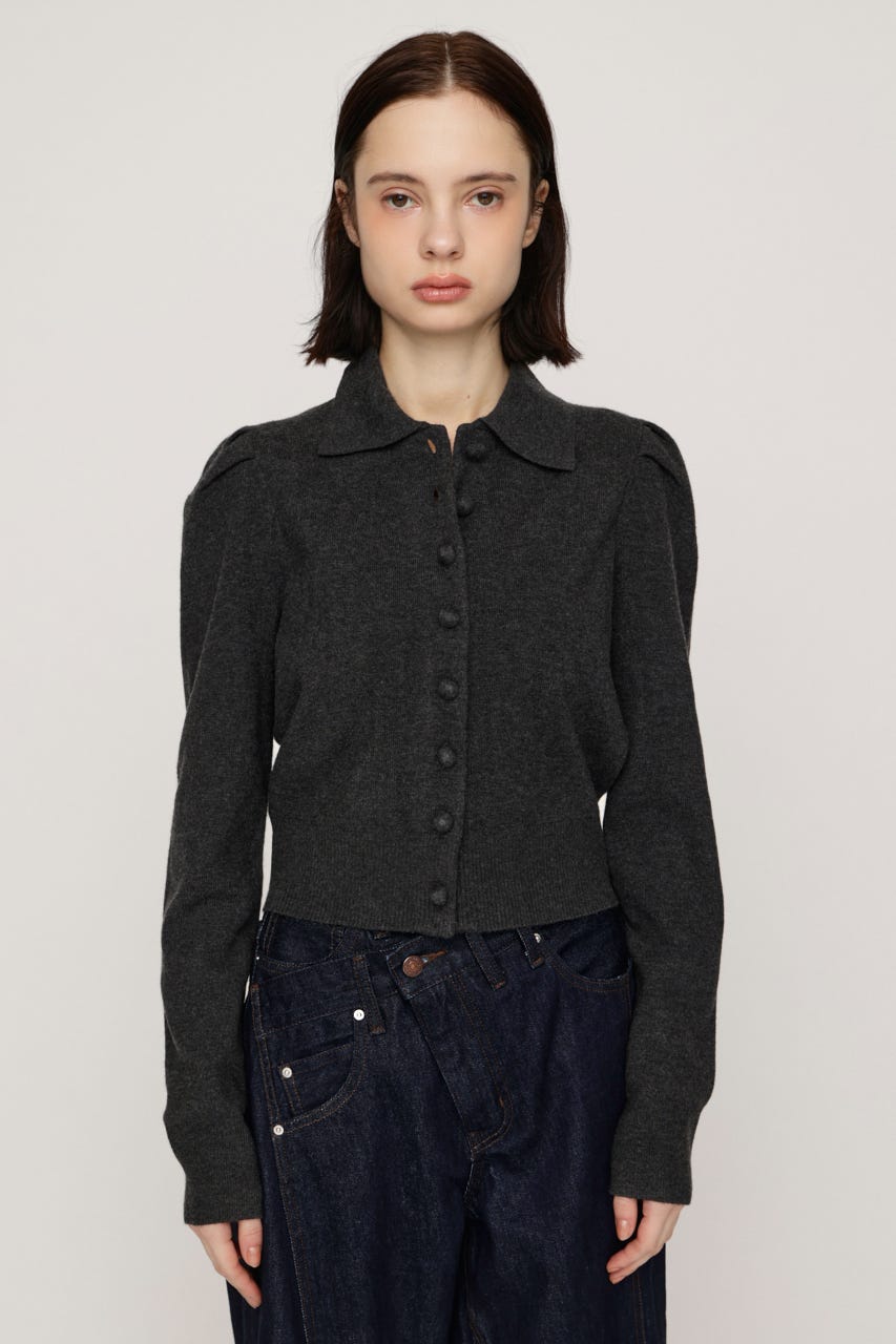 CLASSIC COVERED BUTTON ニット C.GRY FREE