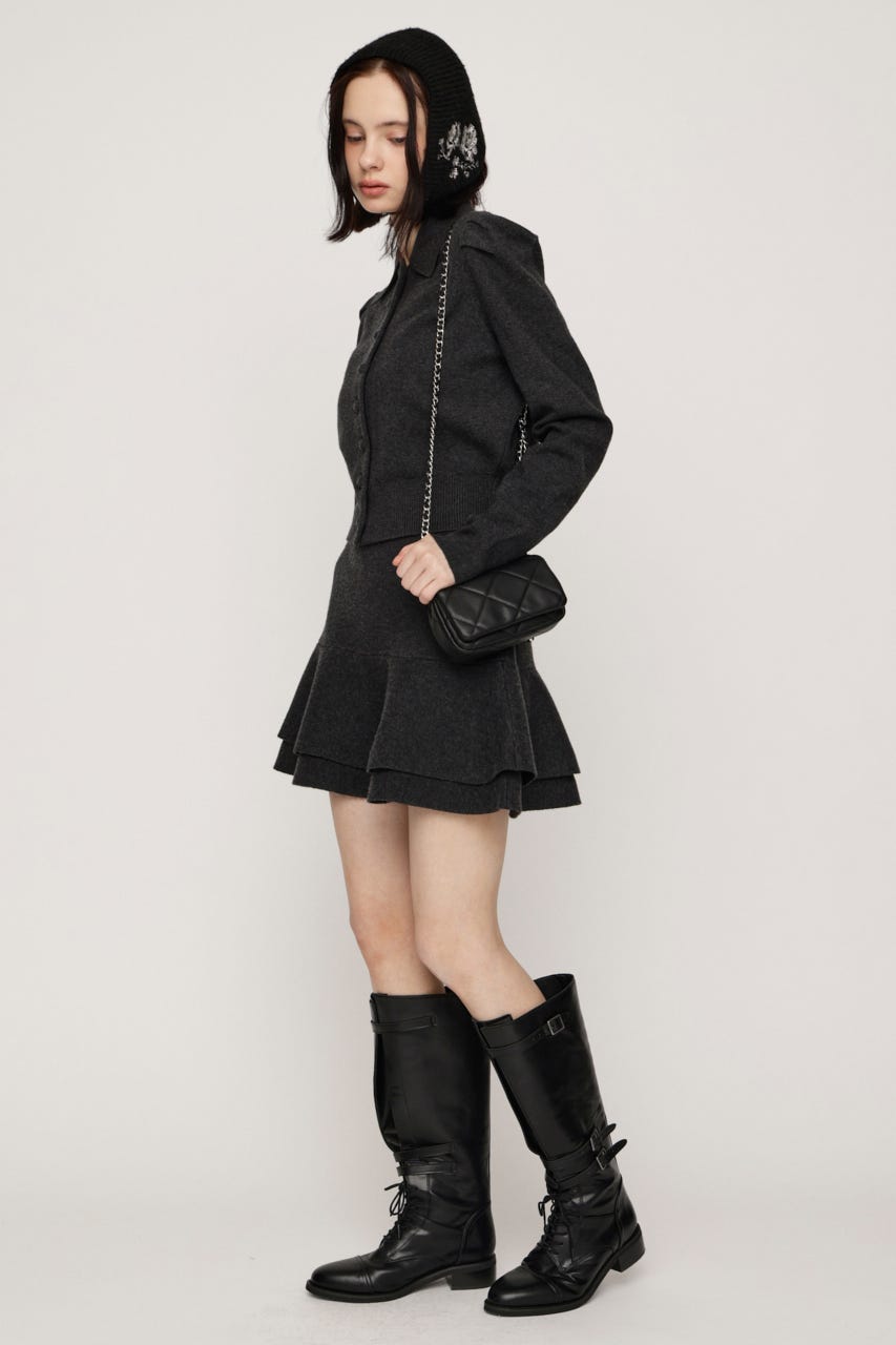 CLASSIC COVERED BUTTON ニット C.GRY FREE