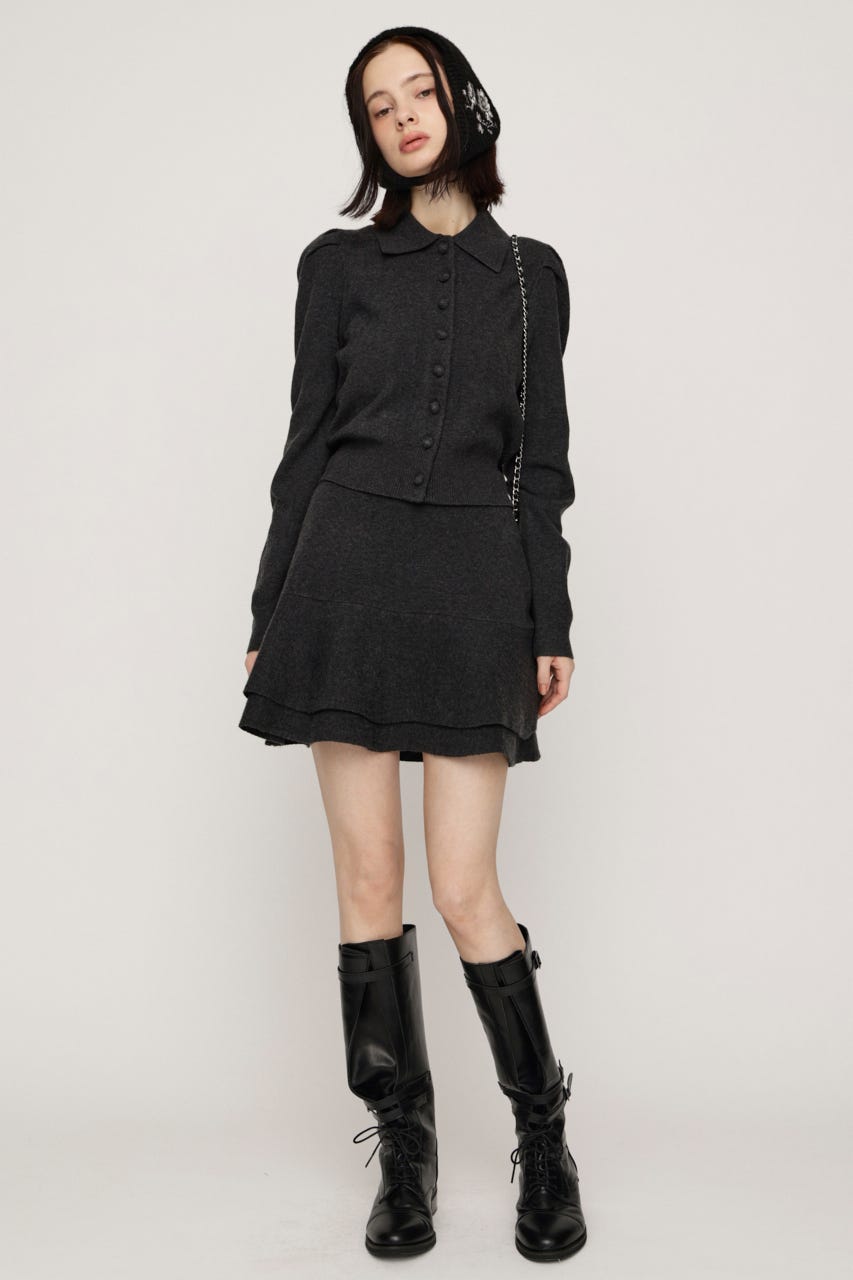 CLASSIC COVERED BUTTON ニット C.GRY FREE