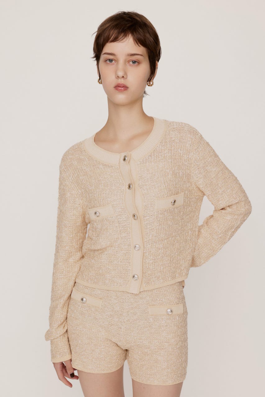 BICOLOR TWEED KNIT トップス IVOY FREE