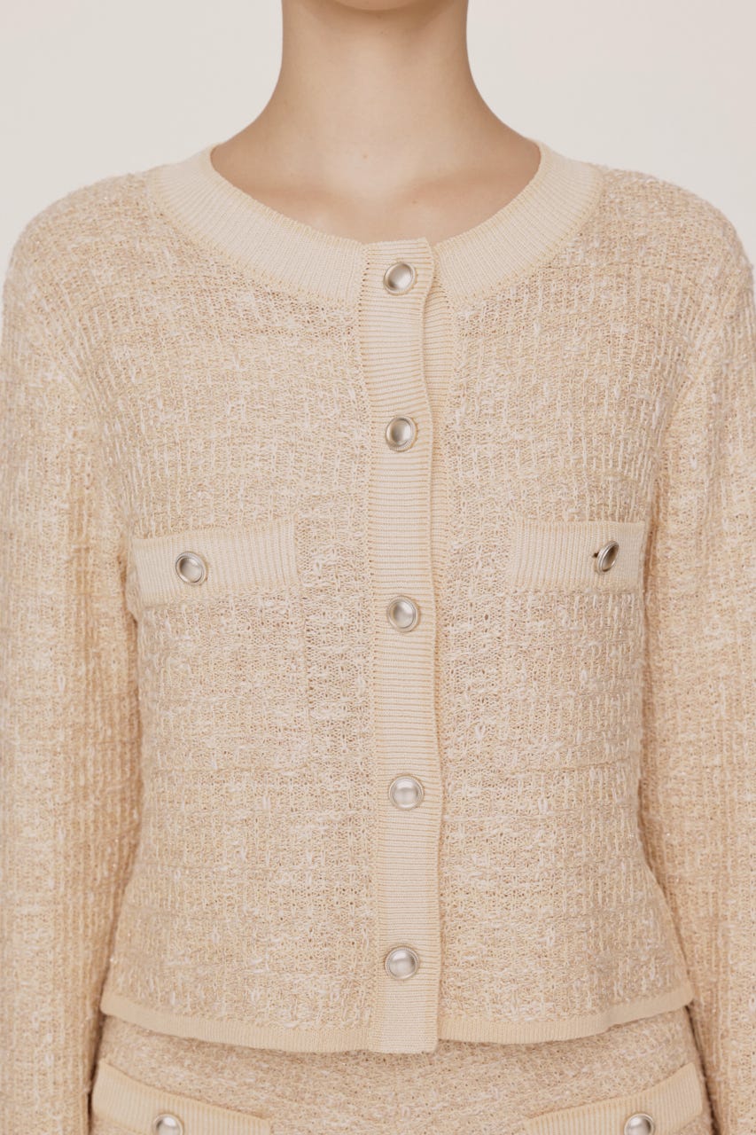 BICOLOR TWEED KNIT トップス IVOY FREE