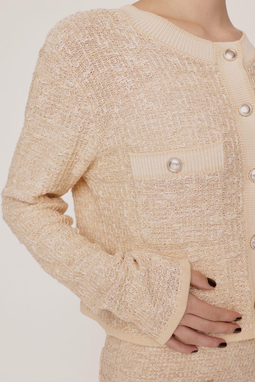 BICOLOR TWEED KNIT トップス IVOY FREE