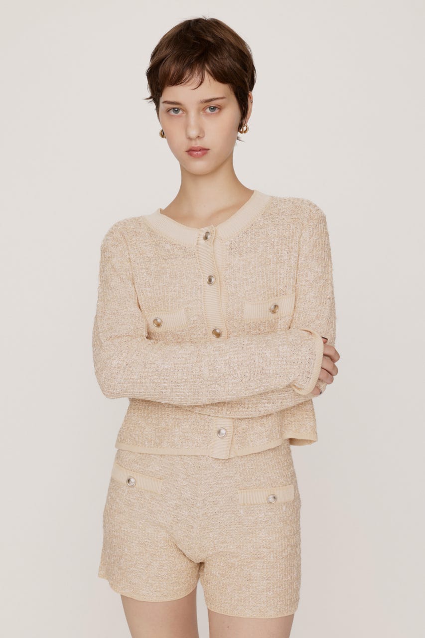 BICOLOR TWEED KNIT トップス IVOY FREE