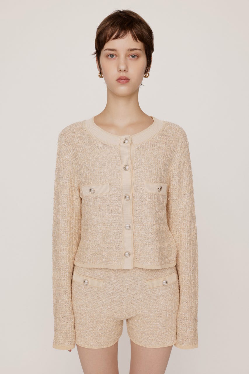 BICOLOR TWEED KNIT トップス IVOY FREE