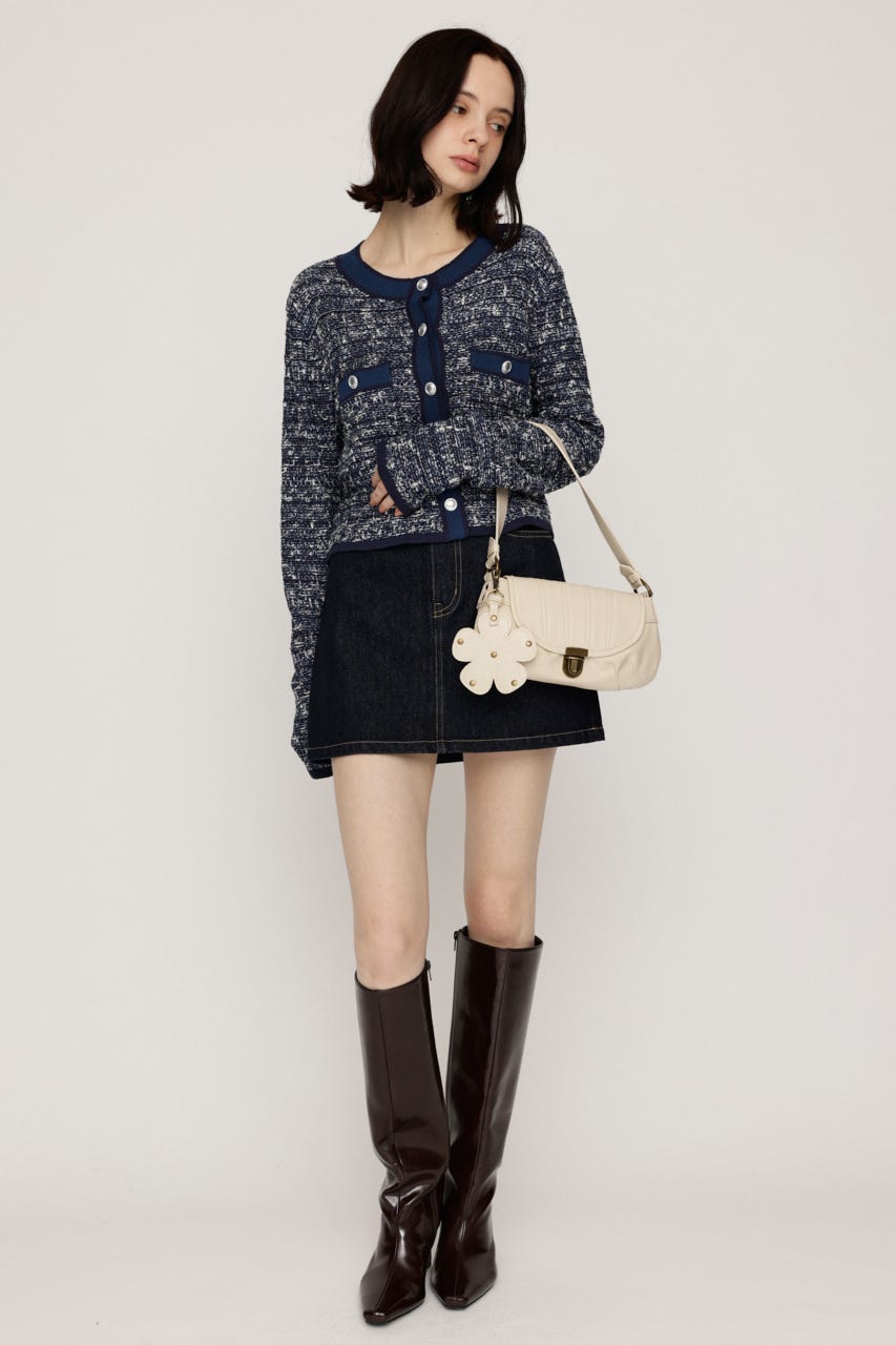 BICOLOR TWEED KNIT トップス NVY FREE