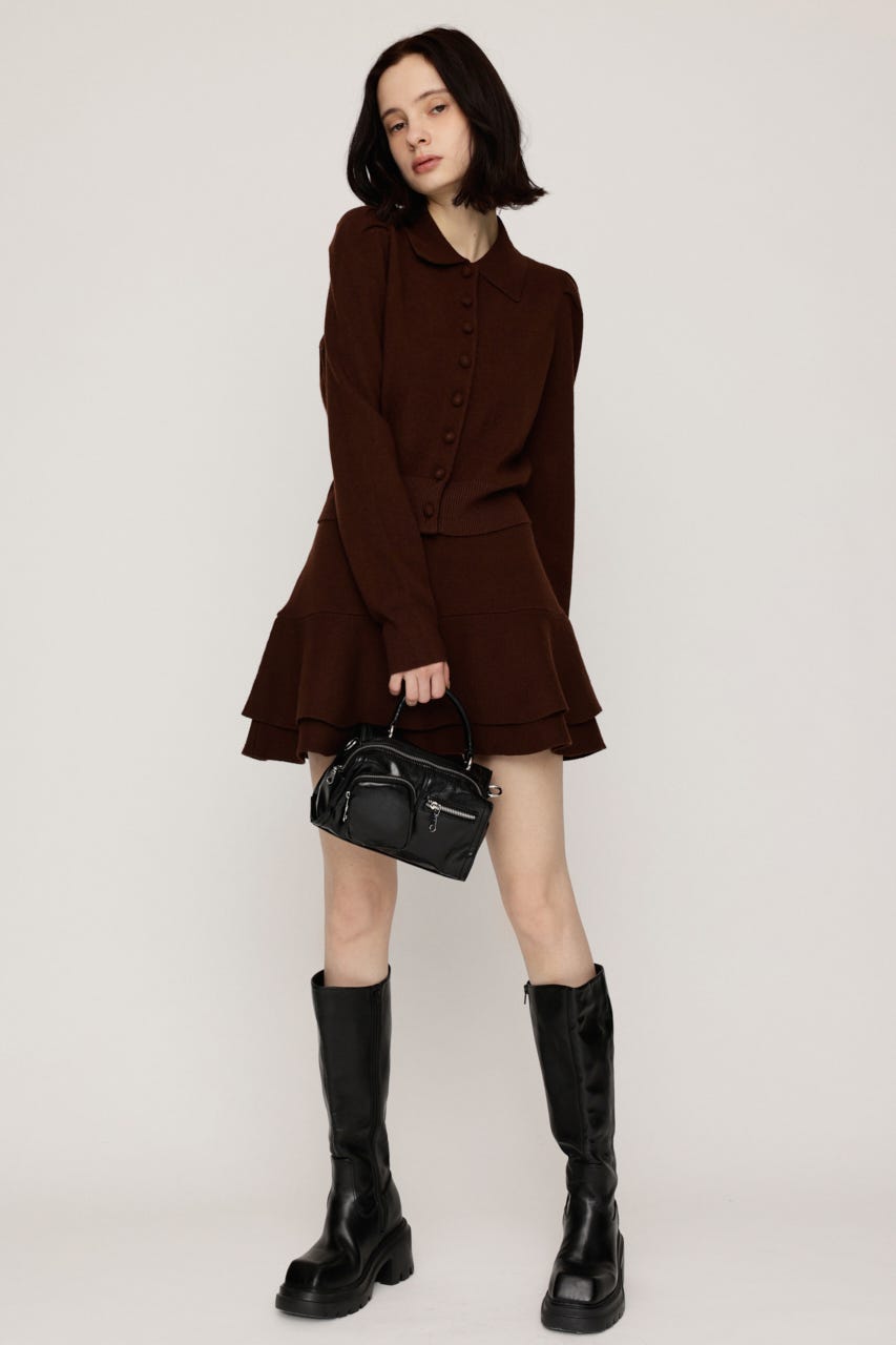 LAYERED FRILL KNIT S/スコート BRN 1