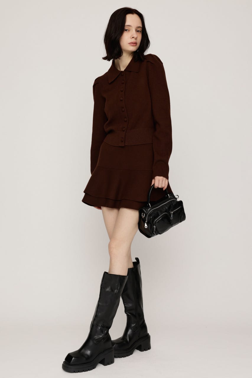 LAYERED FRILL KNIT S/スコート BRN 1