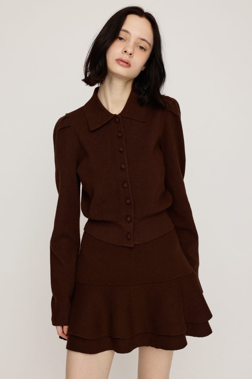 LAYERED FRILL KNIT S/スコート BRN 1