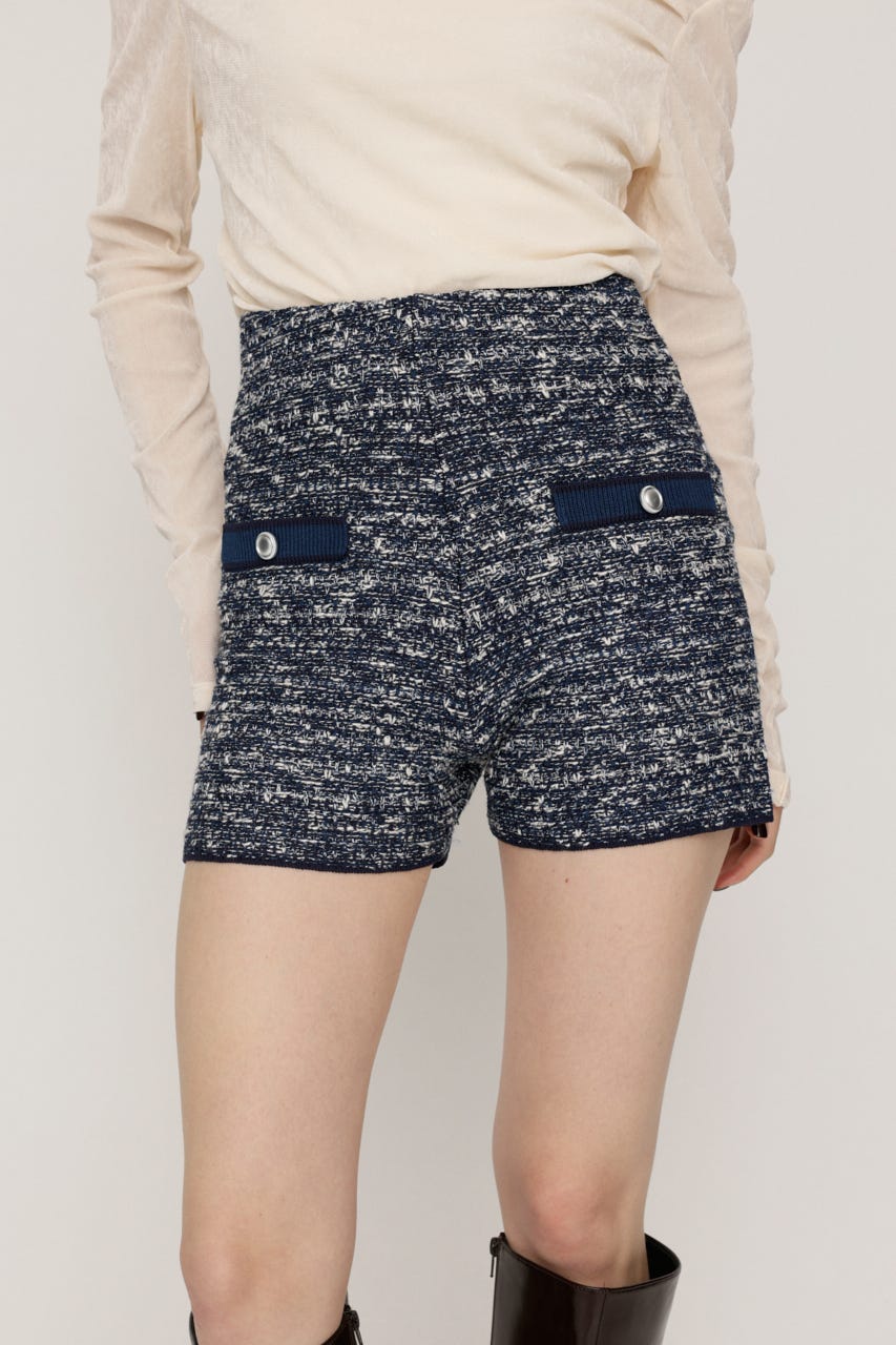 BICOLOR TWEED KNIT ショートパンツ NVY 1
