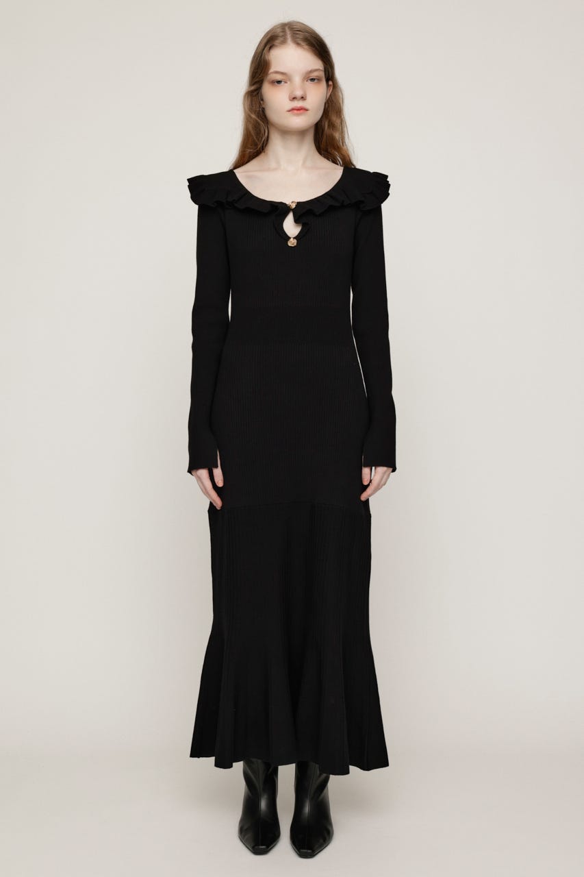 SAILOR FRILL KNIT ロングワンピース BLK FREE