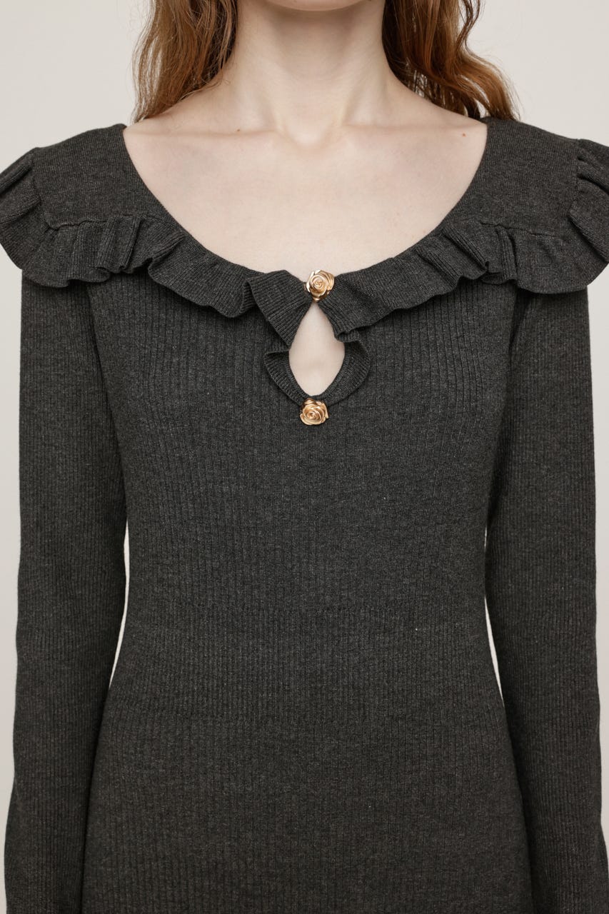 SAILOR FRILL KNIT ロングワンピース T.GRY FREE