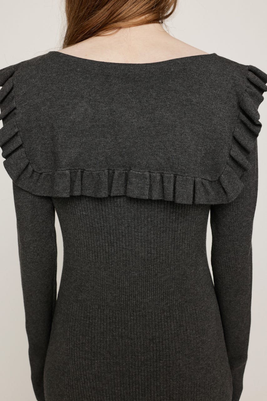 SAILOR FRILL KNIT ロングワンピース T.GRY FREE