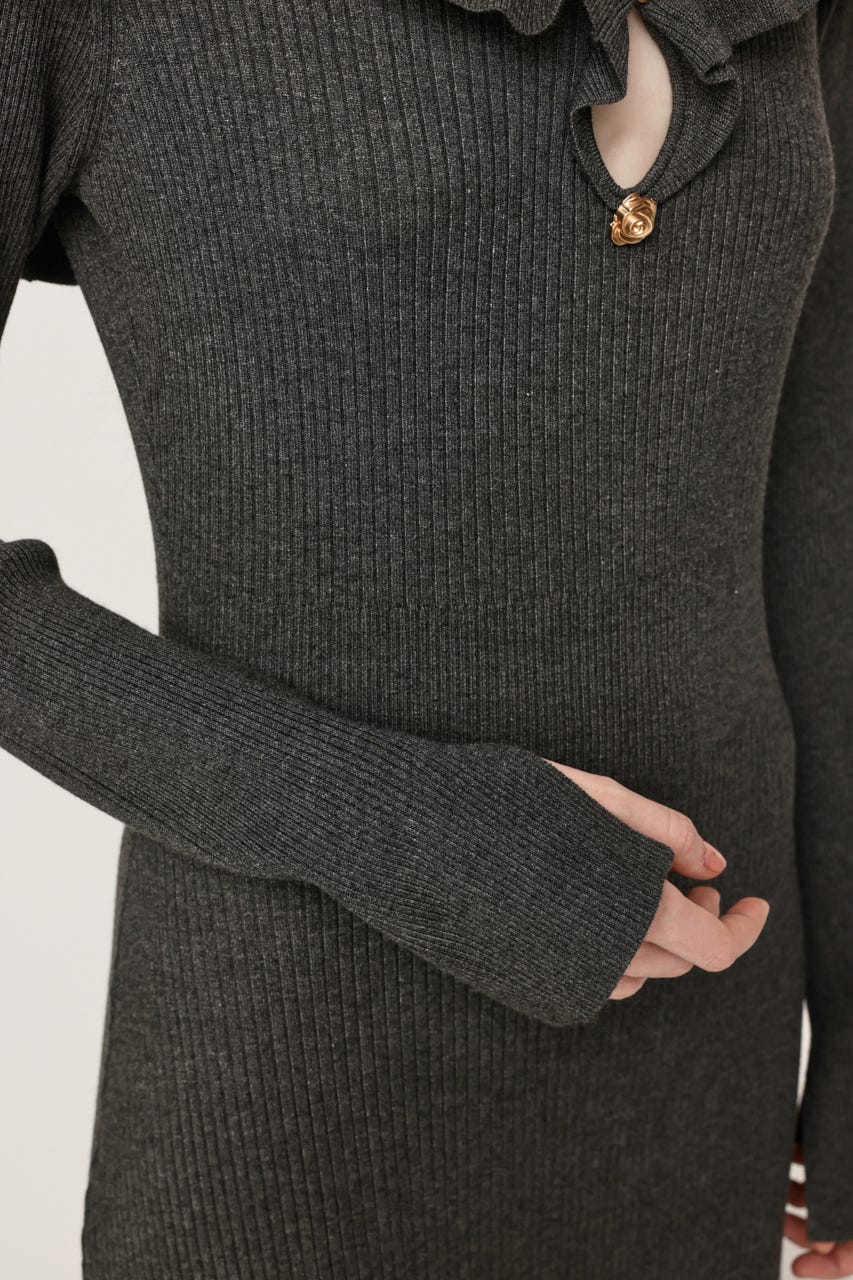 SAILOR FRILL KNIT ロングワンピース T.GRY FREE