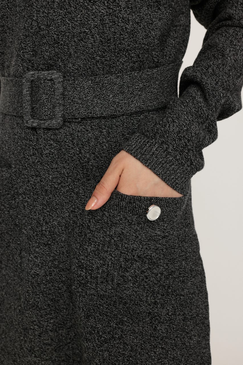 MELANGE KNIT BELT ショートワンピース M/BLK 1