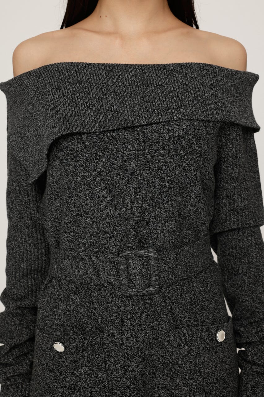 MELANGE KNIT BELT ショートワンピース M/BLK 1