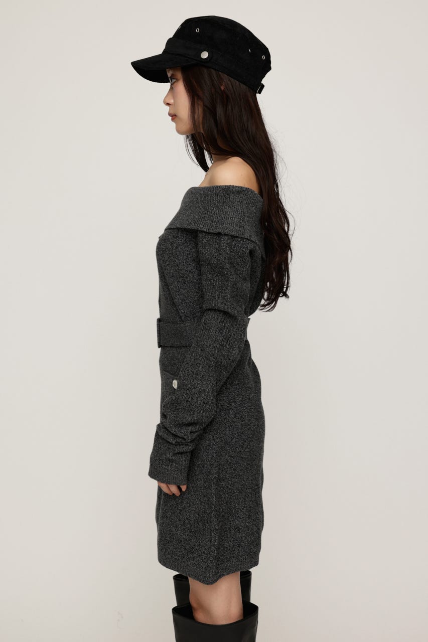 MELANGE KNIT BELT ショートワンピース M/BLK 1