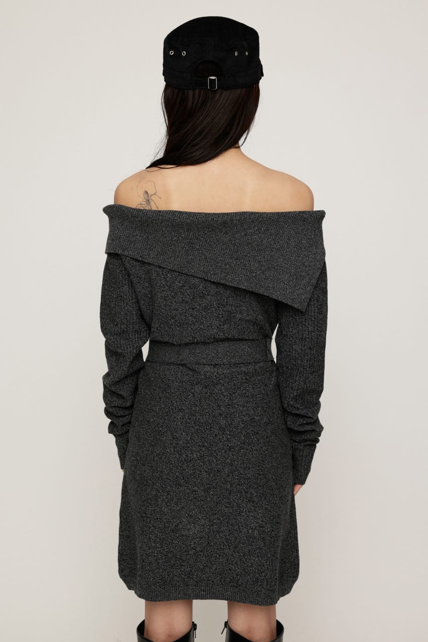 MELANGE KNIT BELT ショートワンピース M/BLK 1