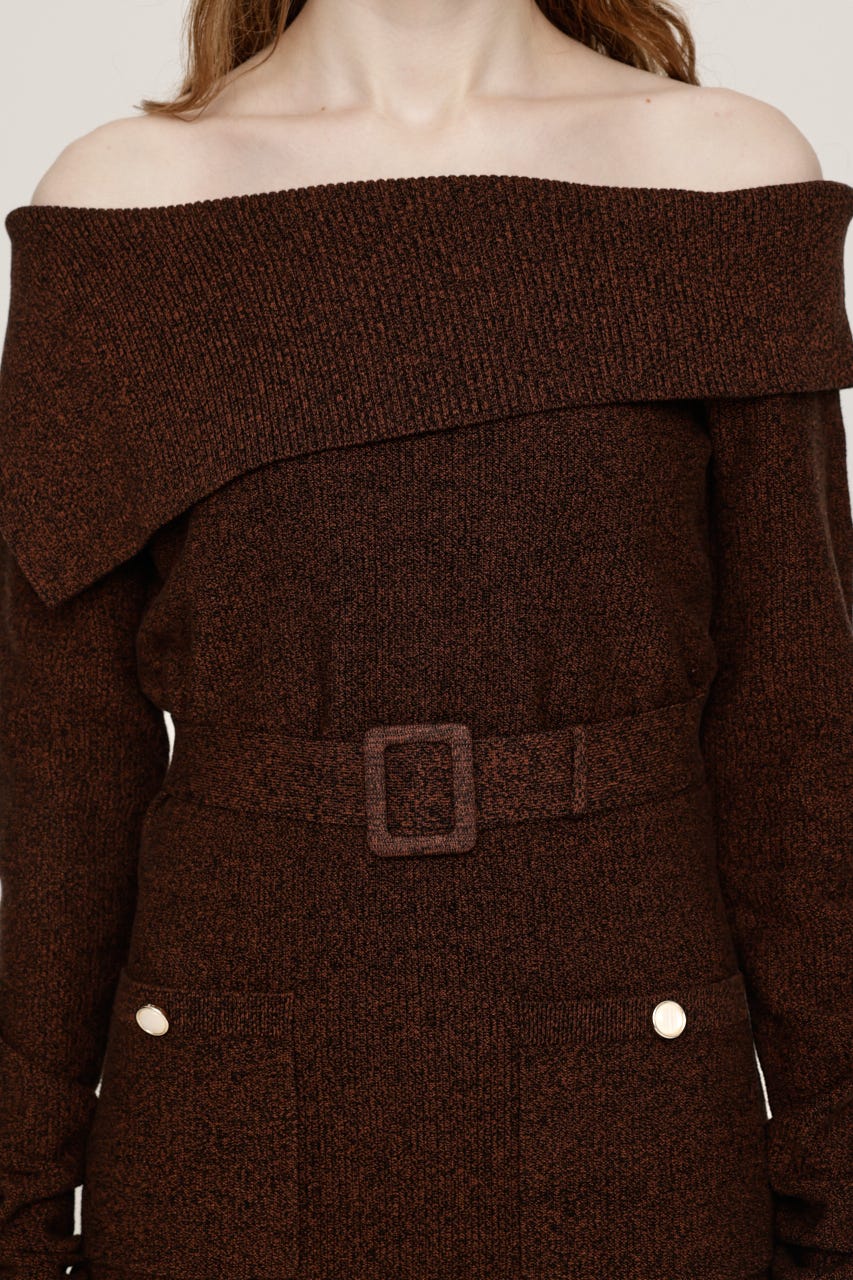 MELANGE KNIT BELT ショートワンピース M/BRN 2