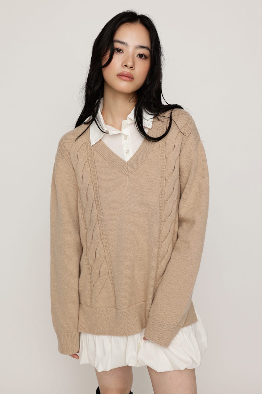 SH DOCKING BALLOON KNIT ショートワンピース BEG FREE