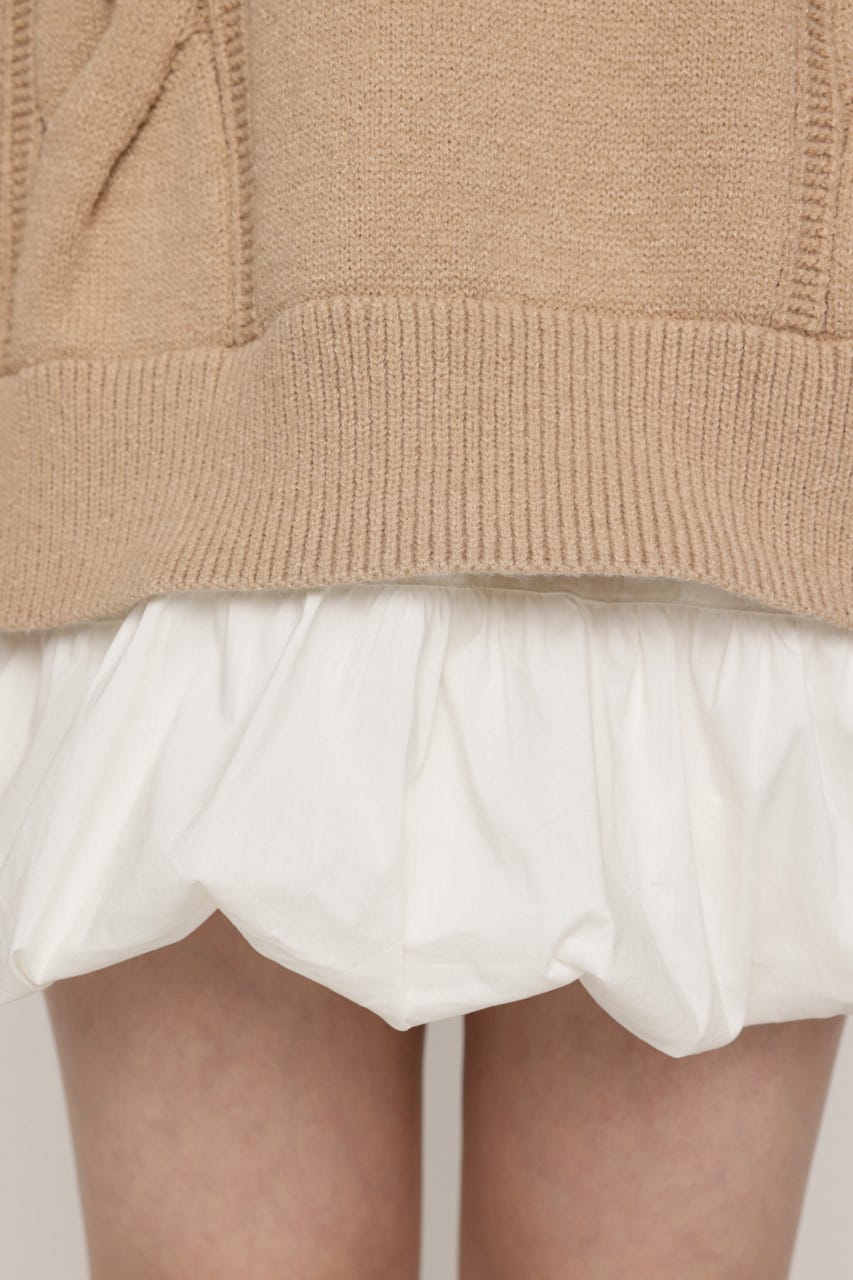 SH DOCKING BALLOON KNIT ショートワンピース BEG FREE