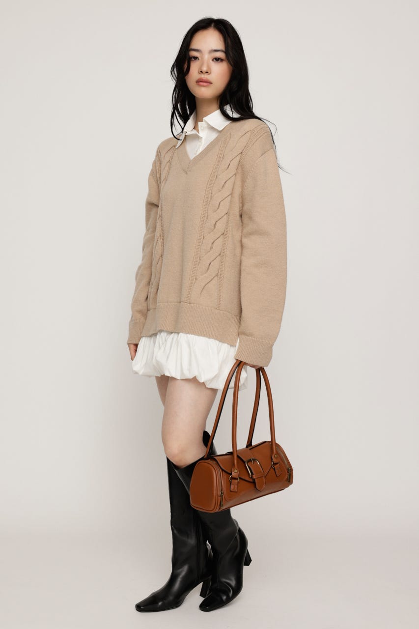 SH DOCKING BALLOON KNIT ショートワンピース BEG FREE