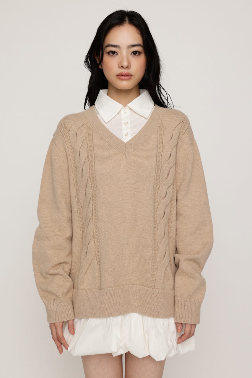 SH DOCKING BALLOON KNIT ショートワンピース BEG FREE