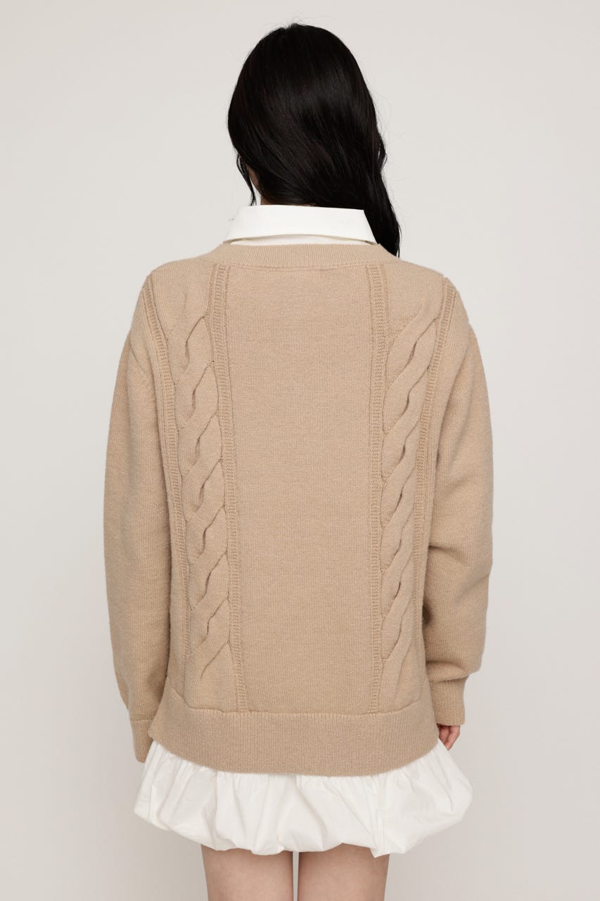 SH DOCKING BALLOON KNIT ショートワンピース BEG FREE