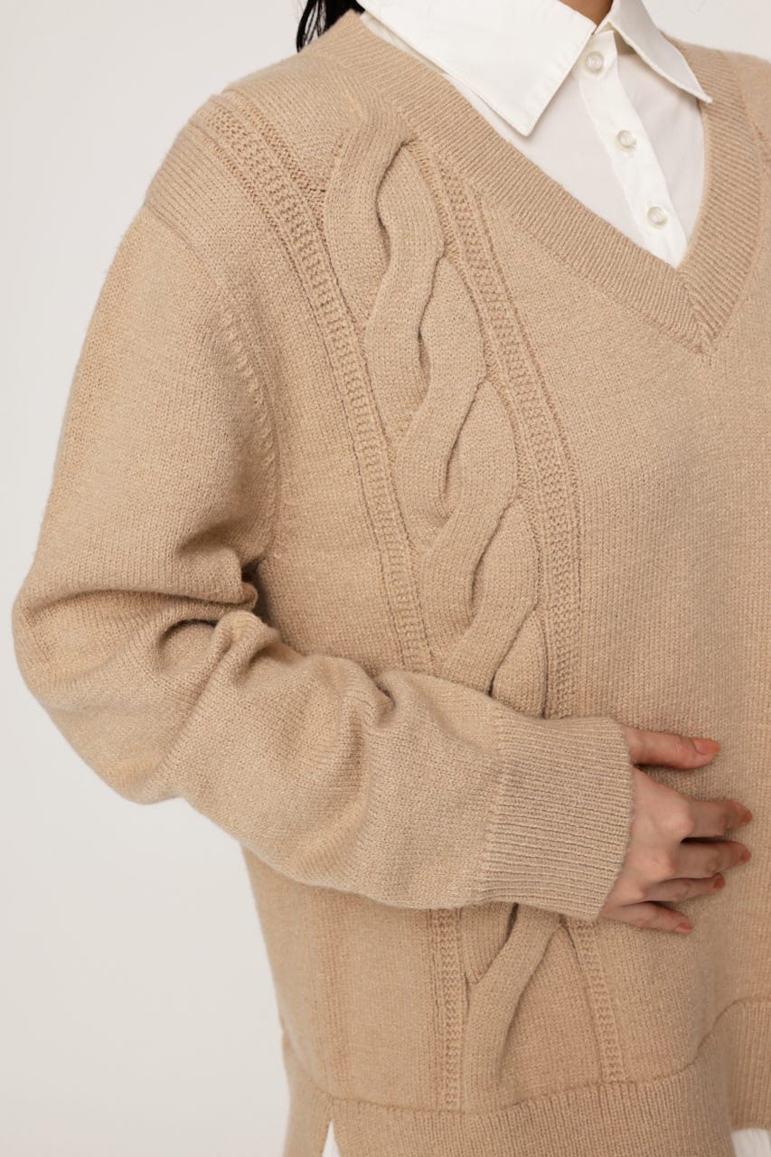 SH DOCKING BALLOON KNIT ショートワンピース BEG FREE