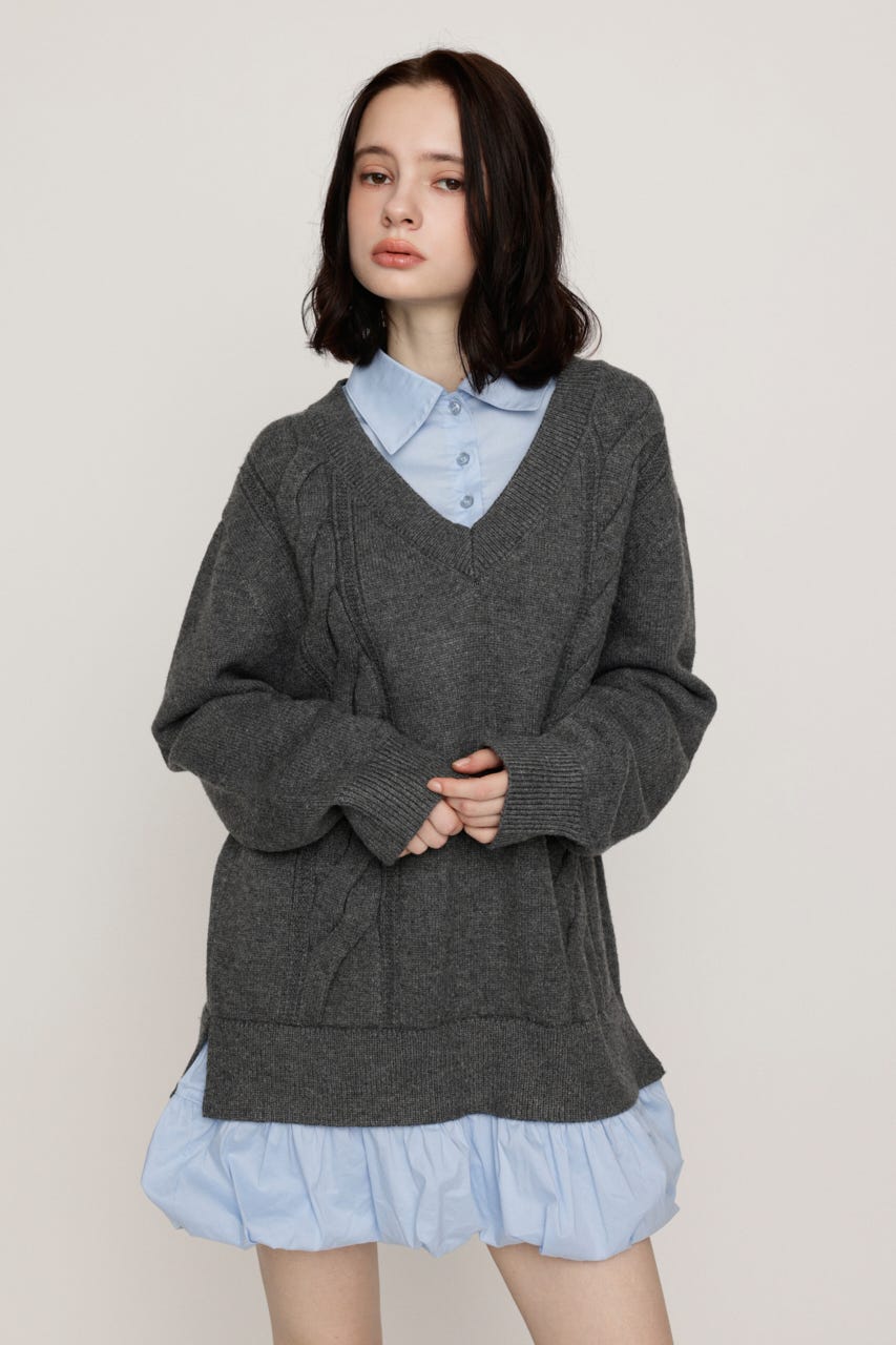 SH DOCKING BALLOON KNIT ショートワンピース T.GRY FREE