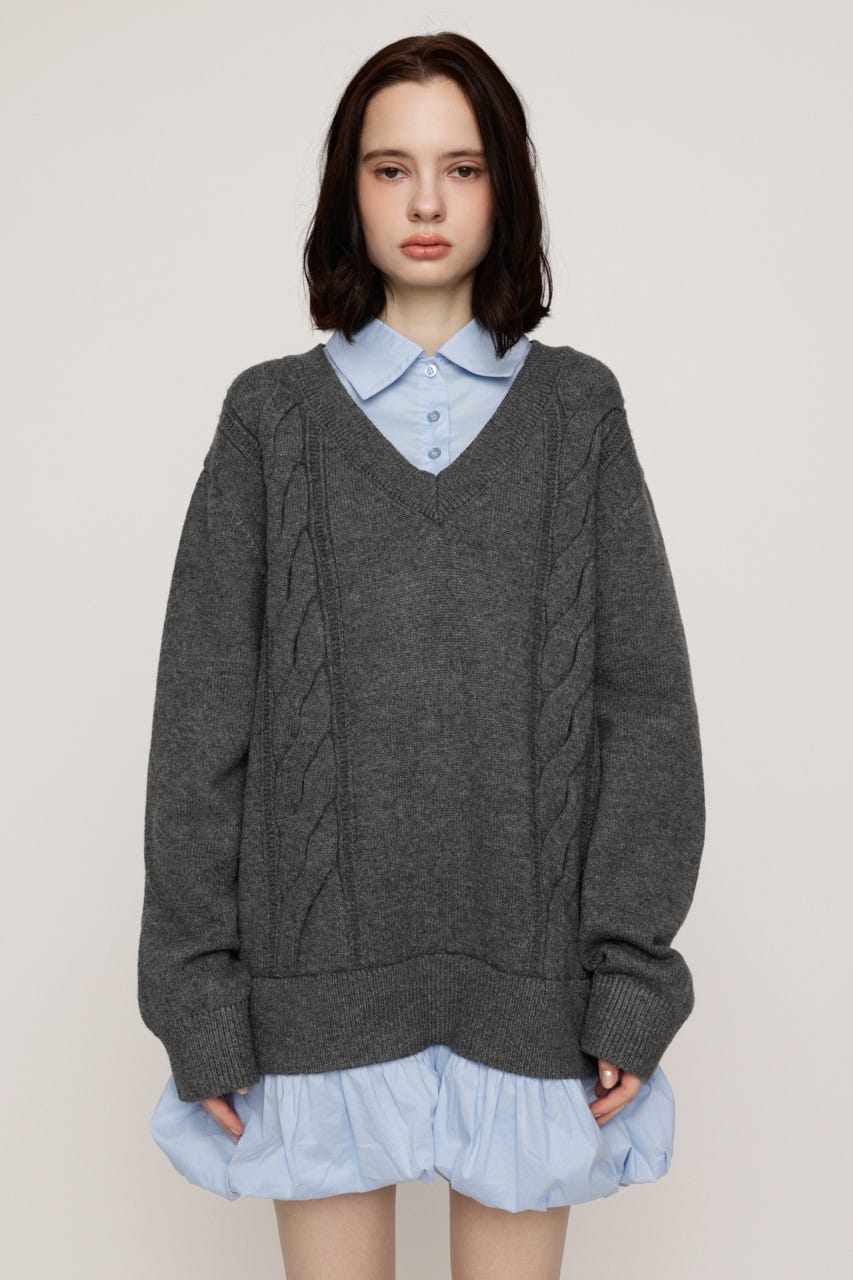 SH DOCKING BALLOON KNIT ショートワンピース T.GRY FREE