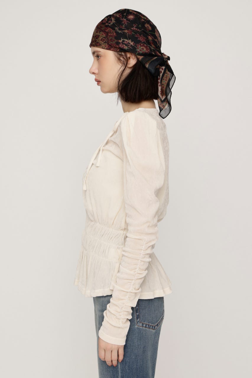 【AW PRE ORDER 第2弾】SHEER VELOUR SHIRRING トップス IVOY FREE