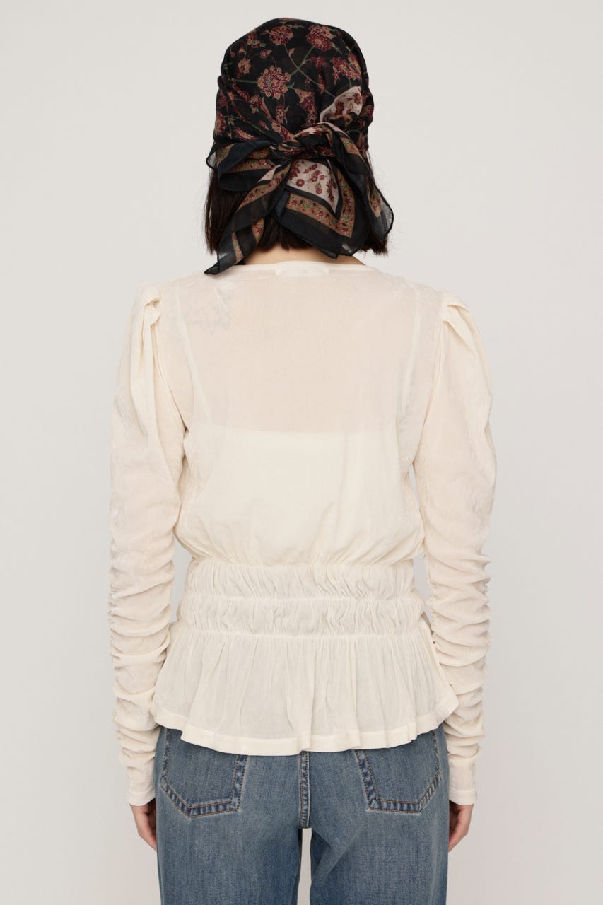 【AW PRE ORDER 第2弾】SHEER VELOUR SHIRRING トップス IVOY FREE