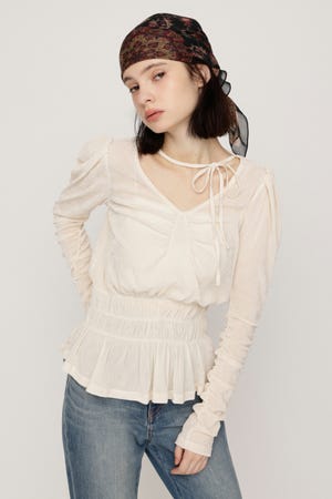【AW PRE ORDER 第2弾】SHEER VELOUR SHIRRING トップス