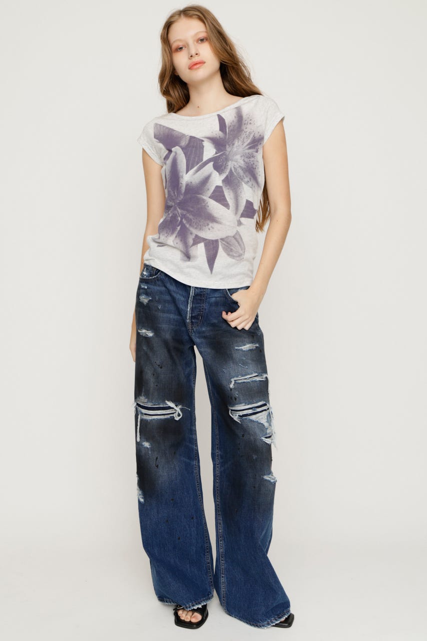 L／W HIGH DAMAGE STRAIGHT パンツ D/BLU 0