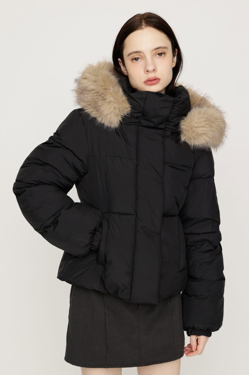 【AW PRE ORDER 第2弾】FUR HOODIE PUFFER SHAPED ジャケット BLK FREE